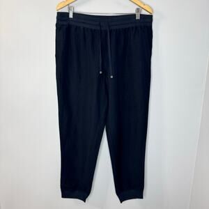 J.Jill Blue Linen Drawstring Pull-on Pants Mature Summer Beach Coastal L New